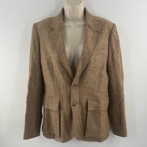 Ralph Lauren Blue Label Linen Blazer w Suede Elbow Patch Made in Japan sz 8 (R1)